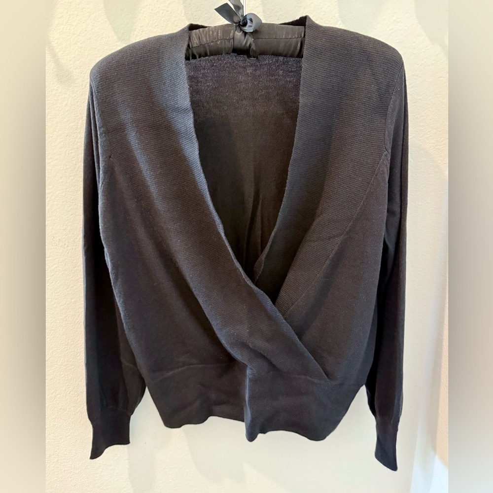 Ann Taylor Factory Black Wrap Sweater Size L - Picture 3 of 5